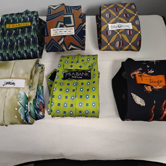 ❤️6 Tie Lot Jos Banks J Garcia Oleg Cassini Tango Allyn Saint George 100% Silk - Picture 10 of 13